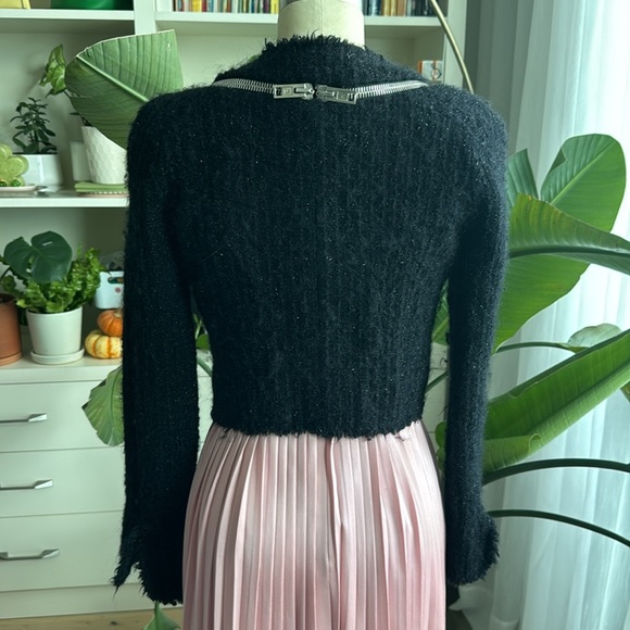 Alexander Wang Black Zipper Detail Tweed Cropped Jacket - Picture 8 of 10